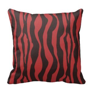 Red Zebra Animal Print Throw Pillows