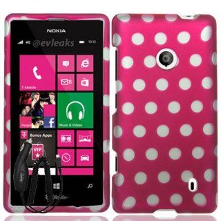 NOKIA LUMIA 521 PINK WHITE POLKA DOTS COVER SNAP ON HARD CASE + FREE CAR CHARGER from [ACCESSORY ARENA] Cell Phones & Accessories