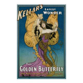 Kellar's ~ Golden Butterfly Vintage Magic Act Poster