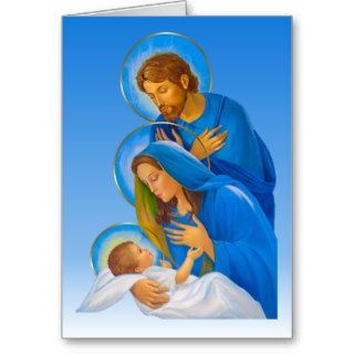 The Holy family   Nativity   Birth of Baby Jesus Greeting Cards