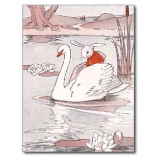 Serene Swan Gives Rabbit a Lift Post Card