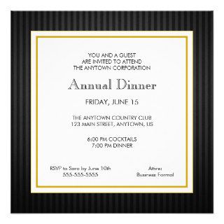 Black & Gold Business Professional Dinner Personalized Invites