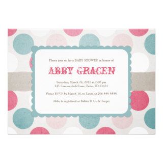 Girl Baby Shower Invitations, Teal, Pink, 726