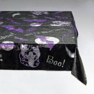 Pack of 6 Black, Purple and Silver Metallic Halloween Party Table Cloths   Tablecloths