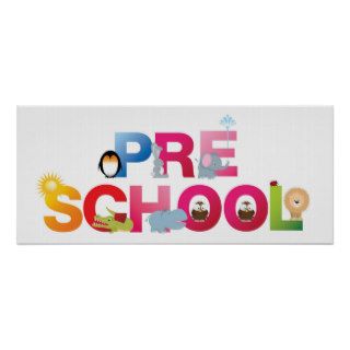 pre school word in fun letters poster