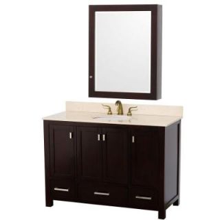 Wyndham Collection Abingdon 49 in. Vanity in Espresso with Marble Vanity Top in Ivory and Medicine Cabinet WCA151548ESIVMC