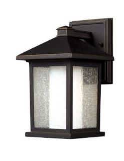 Z Lite 524S Mesa Outdoor Wall Light, Aluminum Frame, Oil Rubbed Bronze Finish and Seedy and Matte Opal Shade of Glass Material   Wall Porch Lights  