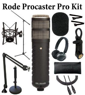Procaster Broadcast Microphone + Rode PSA1 Boom Arm + Rode PSM1 Shock Mount + Rode WS2 + Rode DS1 Stand + Cable Wrap + XLR to XLR + Stand + Headphones Musical Instruments