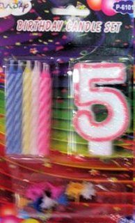 Pink Number Five Birthday Candle Set  