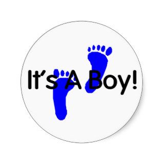 Its A Boy Baby Footprints Round Sticker