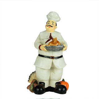 Gourmet Chef with Turkey Platter Table top Figure Seasonal Decor