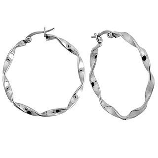 Stainless Steel Twisted Hoop Earrings West Coast Jewelry Stainless Steel Earrings