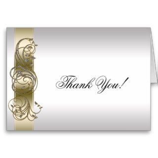 Gold Silver Ornate Formal  Thank You Card