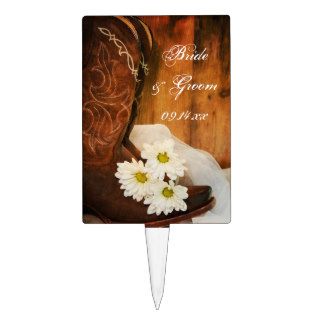 Daisies and Boots Country Wedding Cake Topper