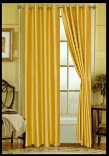 Editex 627V8427 84 in. Elaine Faux Silk Panel with Grommets in Yellow   Window Treatment Curtains