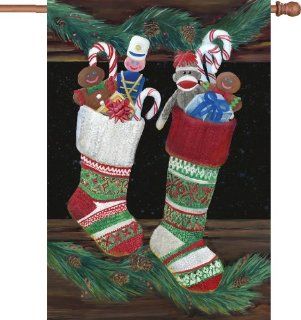 Premier Kites 52074 House Illuminated Flag, Christmas Stockings, 28 by 40 Inch  Outdoor Decorative Flags  Patio, Lawn & Garden