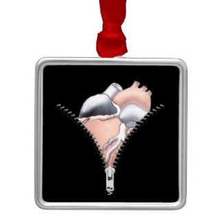 Zipper Heart Christmas Ornaments