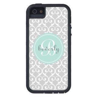 Light Gray and Mint Heartlocked Print iPhone 5 Cover
