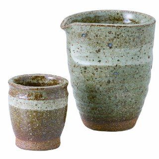 Liquor specialties soil ash Sake + cup set [ Cold SakeCupvessel 9.5 x 7.8 x 11cm 300cc] [ cup 5.7 x 6.5cm] kgr254 305  306 527 Kitchen & Dining