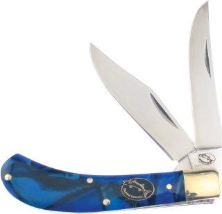 Frost Cutlery & Knives BA528KW Key West Blue Series   Saddlehorn Pocket Knife with Key West Blue Celluloid Handles  Folding Camping Knives  Sports & Outdoors