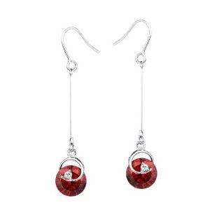 Made with Swarovski Elements Crystal for Women Brand Jewelry Earrings for Female Women Drop Earrings (RED) Jewelry