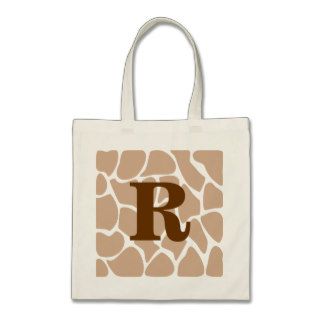 Your Letter. Custom Monogram Giraffe Print Design Bags