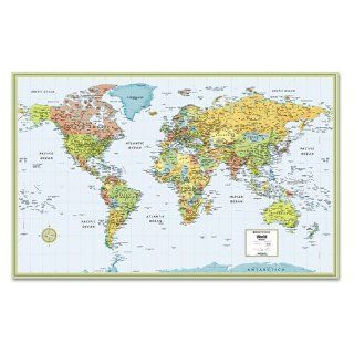 M Series Full Color Laminated World Wall Map, 50 x 32, Sold as 1 Each 