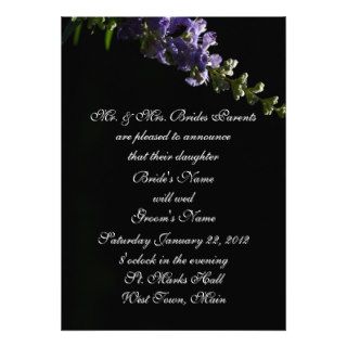 Lavender on Black Wedding Invitations