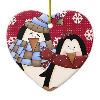 Cute Little Penguin Couple Christmas Ornaments