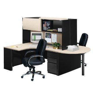 Mayline T Dual Workcenter with Hutches  Office Workstations 