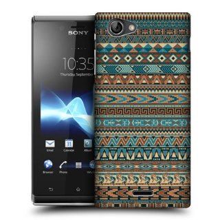 Head Case Designs Blue Amerindian Pattern Back Case Cover for Sony Xperia J ST26i Cell Phones & Accessories