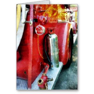 Fire Extinguisher on Fire Truck Greeting Cards