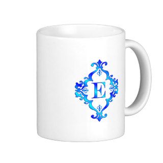 Letter E Blue Mugs