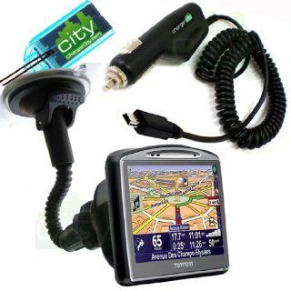 hargerCity OEM Vehicle Power Cable Car Charger Cord Adapter & Gooseneck Windshield Suction Cup Mount for TOMTOM GO 520 530 540 620 630 720 730 920 920T 930 930T GPS Tom Tom Navigator w/Free Charger City Micro SD Memory Card Reader Writer *Item include