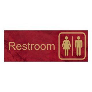 Restroom Gold on PortWine Engraved Sign EGRE 545 SYM GLDonPTWN  Business And Store Signs 