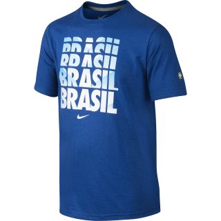 NIKE Boys Brasil Blockbuster Short Sleeve T Shirt   Size Small, Royal