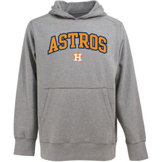 Antigua Mens Houston Astros Signature Hood Applique Gray Pullover Sweatshirt  