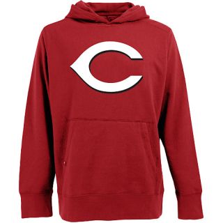 Antigua Mens Cincinnati Reds Signature Hood Applique Pullover Sweatshirt  