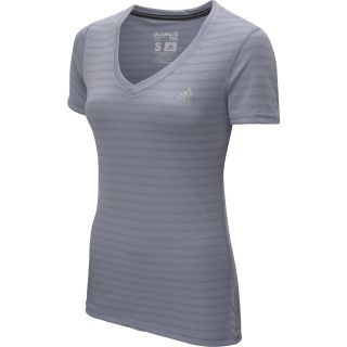 adidas Womens Ultimate V Neck Short Sleeve T Shirt   Size Large, Aluminum/grey
