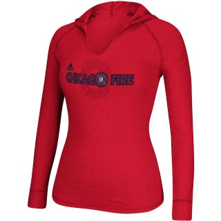 adidas Womens Chicago Fire Throw In Hooded Long Sleeve T Shirt   Size Large,