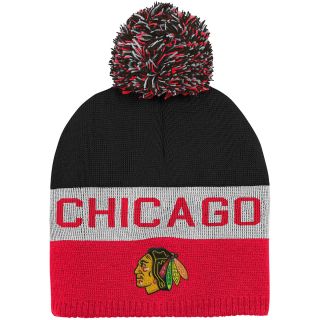 REEBOK Youth Chicago Blackhawks Uncuffed Pom Knit Hat   Size Youth