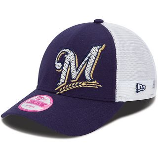 NEW ERA Womens Milwaukee Brewers Sequin Shimmer 9FORTY Adjustable Cap   Size