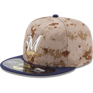 NEW ERA Mens Milwaukee Brewers Memorial Day 2014 Camo 59FIFTY Fitted Cap  