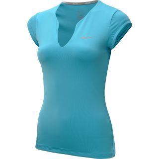 NIKE Womens Pure Short Sleeve Tennis Shirt   Size Small, Gamma Blue/silver