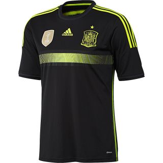 adidas Mens Spain Away Short Sleeve Soccer Jersey   Size Xl, Black/electricity