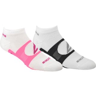 BROOKS Training Day Low Quarter Socks   2 Pack   Size Medium, White/bright