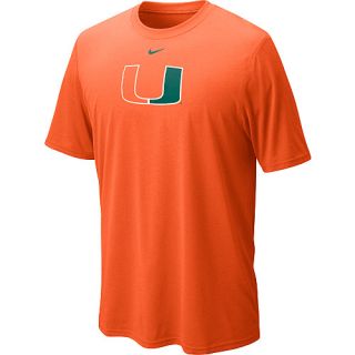 NIKE Mens Miami Hurricanes Dri FIT Logo Legend Short Sleeve T Shirt   Size