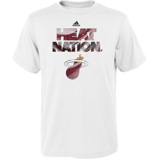 adidas Youth Miami Heat NBA Nation Short Sleeve T Shirt   Size Large, White