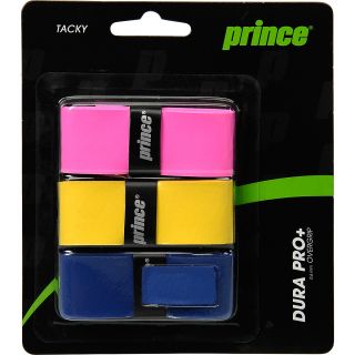 PRINCE DuraPro+ Replacement Tennis Racquet Grip Tape   3 Pack, Pink/yellow