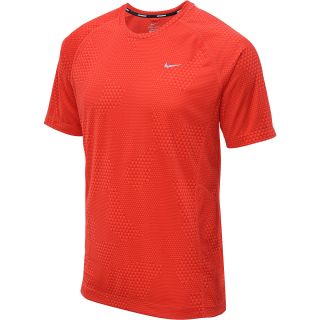 NIKE Mens Printed Miler Short Sleeve Running T Shirt   Size Small, Crimson/red